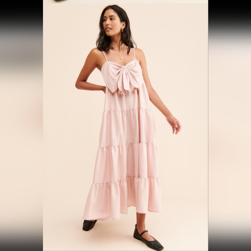 Sister Jane Blush Pink Tiered Bow Maxi Dress